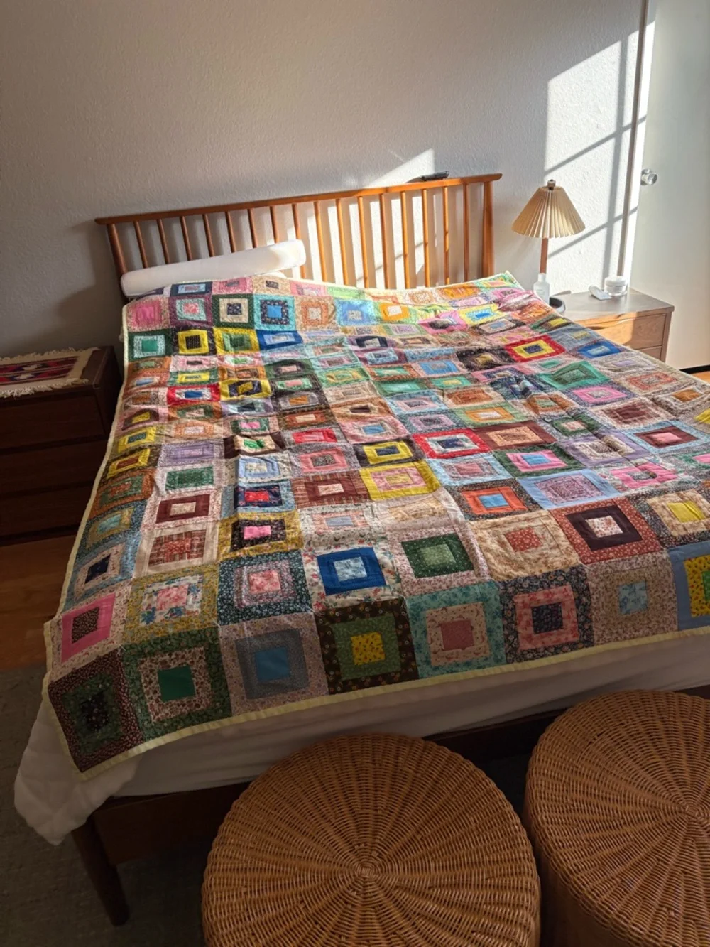 Handmade Multicolor Patchwork Quilt - Vibrant Square Design